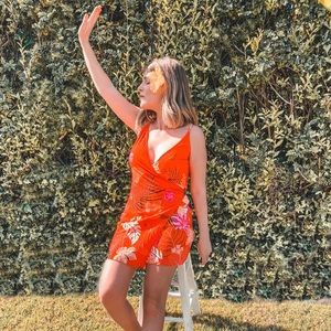 Farm rio red wrapped dress